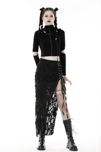 Punk sexy bare legs long shredded skirt KW300