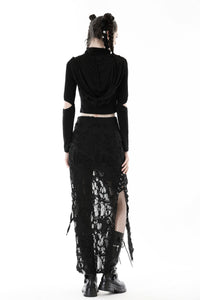 Punk sexy bare legs long shredded skirt KW300