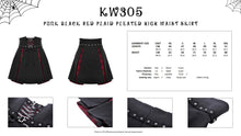 Load image into Gallery viewer, Punk Black red plaid pleated high waist skirt KW305