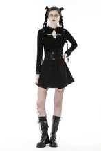 Load image into Gallery viewer, Punk Black red plaid pleated high waist skirt KW305