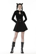 Load image into Gallery viewer, Punk Black red plaid pleated high waist skirt KW305