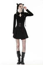 Load image into Gallery viewer, Punk Black red plaid pleated high waist skirt KW305