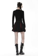 Load image into Gallery viewer, Punk Black red plaid pleated high waist skirt KW305