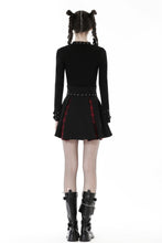 Load image into Gallery viewer, Punk Black red plaid pleated high waist skirt KW305