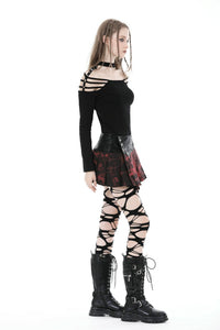 Punk dye blood red mini skirt KW318