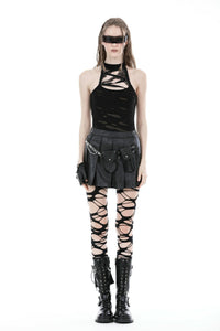 Punk rock two bags chain mini skirt KW325