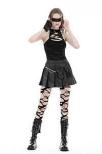 Punk rock two bags chain mini skirt KW325