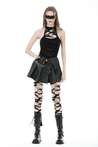 Punk rock two bags chain mini skirt KW325
