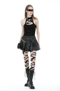 Punk rock two bags chain mini skirt KW325