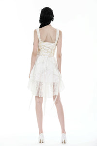 Snow white irregular lace skirt KW329