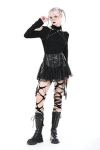 Punk rebel PU mesh mini skirt KW331