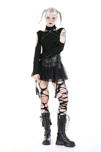 Punk rebel PU mesh mini skirt KW331