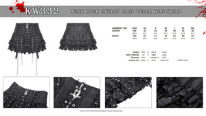 Punk rock eyelet drop tulle mini skirt KW332