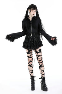 Punk rock eyelet drop tulle mini skirt KW332