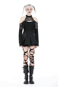 Punk metal pleated mini skirt KW333