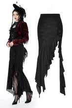 Load image into Gallery viewer, Black mermaid ruffle slim long skirt KW335