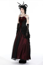 Load image into Gallery viewer, Gothic black red flower sea tasseled long skirt KW337