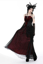 Load image into Gallery viewer, Gothic black red flower sea tasseled long skirt KW337