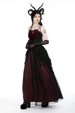 Load image into Gallery viewer, Gothic black red flower sea tasseled long skirt KW337
