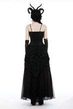 Load image into Gallery viewer, Gothic black red flower sea tasseled long skirt KW337