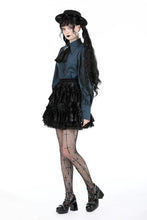 Load image into Gallery viewer, Black lolita frilly layered velvet mini skirt KW339