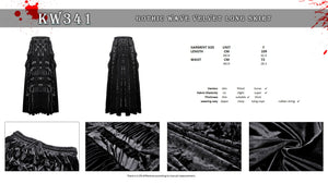 Gothic wave velvet long skirt KW341