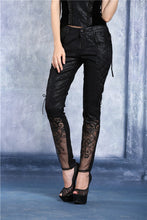 Load image into Gallery viewer, Transparent embroidered plum pattern leather pants PW072 - Gothlolibeauty