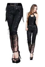 Load image into Gallery viewer, Transparent embroidered plum pattern leather pants PW072 - Gothlolibeauty
