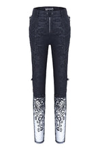 Load image into Gallery viewer, Transparent embroidered plum pattern leather pants PW072 - Gothlolibeauty
