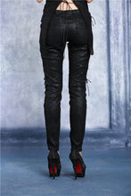 Load image into Gallery viewer, Transparent embroidered plum pattern leather pants PW072 - Gothlolibeauty