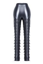 Load image into Gallery viewer, Punk grid flower artificial leather legging pants PW075 - Gothlolibeauty