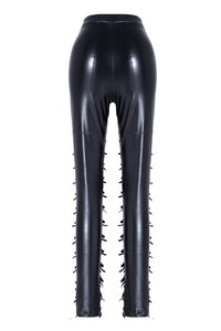 Punk grid flower artificial leather legging pants PW075 - Gothlolibeauty