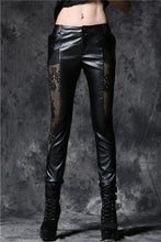 Load image into Gallery viewer, Gothic punk leather pants with lace and elegant curve segmentation PW076 - Gothlolibeauty