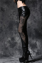 Load image into Gallery viewer, Gothic punk leather pants with lace and elegant curve segmentation PW076 - Gothlolibeauty
