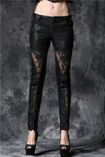 Load image into Gallery viewer, Gothic embossed lace leather pants with sexy flower and cords PW078 - Gothlolibeauty