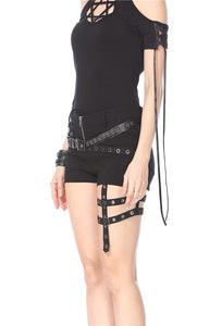 Punk rivet shorts with surround thigh design PW085 - Gothlolibeauty