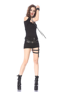 Punk rivet shorts with surround thigh design PW085 - Gothlolibeauty
