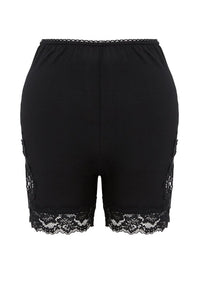Black knitted short legging with side flower PW086 - Gothlolibeauty