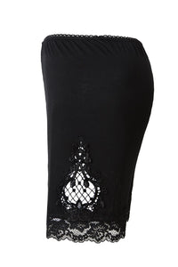Black knitted short legging with side flower PW086 - Gothlolibeauty