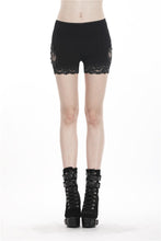 Load image into Gallery viewer, Black knitted short legging with side flower PW086 - Gothlolibeauty