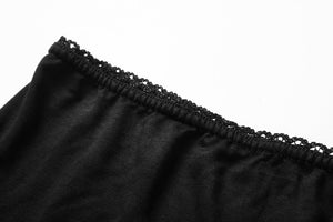 Black knitted short legging with side flower PW086 - Gothlolibeauty