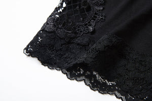 Black knitted short legging with side flower PW086 - Gothlolibeauty