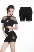 Load image into Gallery viewer, Black knitted short legging with side flower PW086 - Gothlolibeauty