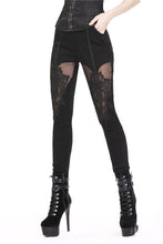 Load image into Gallery viewer, Gothic patterned pants with hollow-out flower design on thigh PW087 - Gothlolibeauty