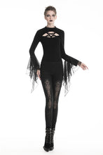 Load image into Gallery viewer, Women gothic leggings with flower and back lace up PW094 - Gothlolibeauty