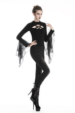 Load image into Gallery viewer, Women gothic leggings with flower and back lace up PW094 - Gothlolibeauty