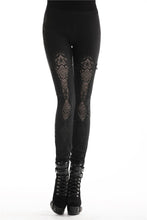 Load image into Gallery viewer, Women gothic leggings with flower and back lace up PW094 - Gothlolibeauty