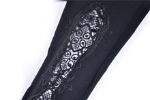 Load image into Gallery viewer, Women gothic leggings with flower and back lace up PW094 - Gothlolibeauty