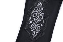 Load image into Gallery viewer, Women gothic leggings with flower and back lace up PW094 - Gothlolibeauty