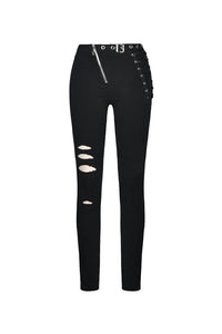 Punk hollow leg asymmetrical elastic trousers PW095 - Gothlolibeauty